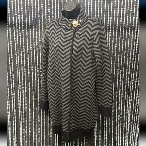 Zig Zag Stripe Grey/Black Cardigan